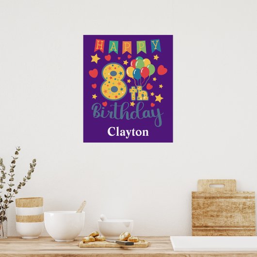Happy 8th Birthday Poster (Keuken)