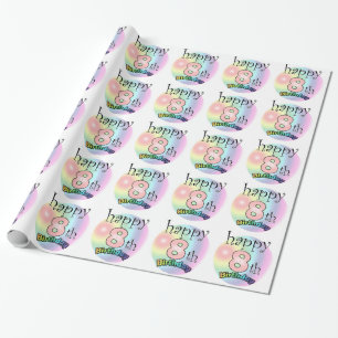 Happy 8th Birthday (roze) Cadeaupapier