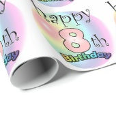 Happy 8th Birthday (roze) Cadeaupapier (Rol Hoek)