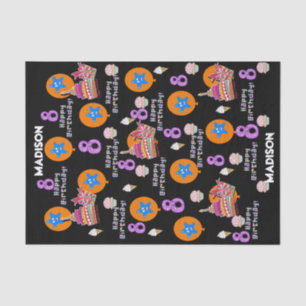 Happy 8th Birthday Tissue Paper #8 Black Tissuepapier