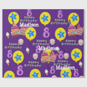 Happy 8th Birthday Wrapping Paper Balloons #8 Cadeaupapier (Vlak)