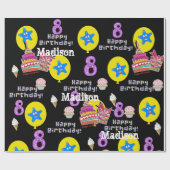 Happy 8th Birthday Wrapping Paper Balloons #8 Cadeaupapier (Vlak)