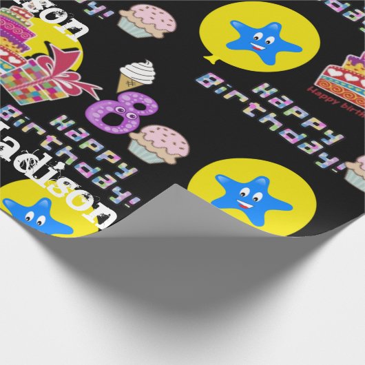 Happy 8th Birthday Wrapping Paper Balloons #8 Cadeaupapier (Hoek)