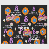 Happy 8th Birthday Wrapping Paper Balloons #8 Cadeaupapier (Vlak)