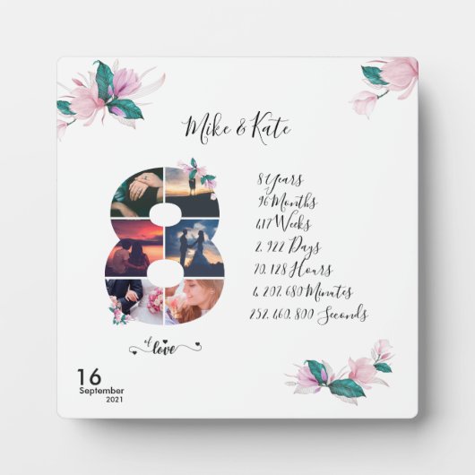 Happy 8th Jubileum, aangepaste fotocollage Fotoplaat (Voorkant)