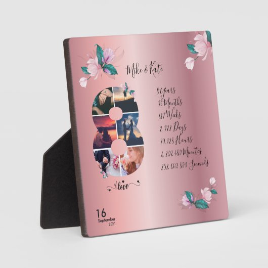 Happy 8th Jubileum, aangepaste fotocollage, graaf Fotoplaat (Voorkant)