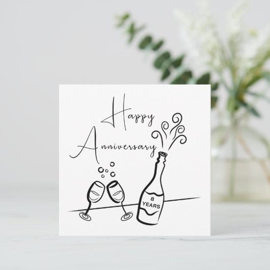 Happy 8th Jubileum Champagne Celebration Kaart (Staand voorkant)