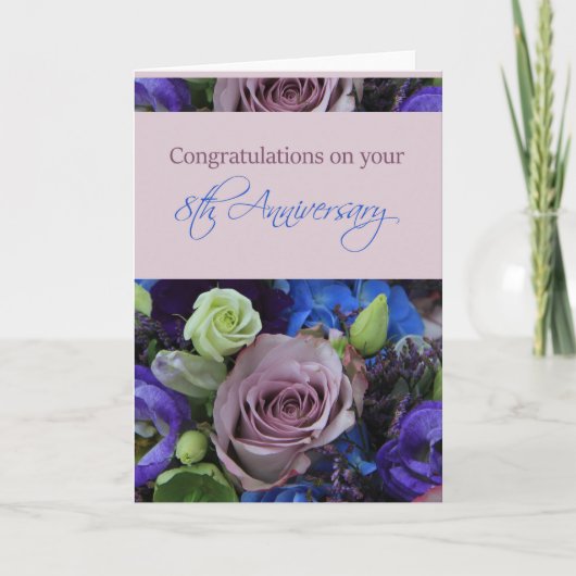 Happy 8th Jubileum rozen Kaart (Voorkant)