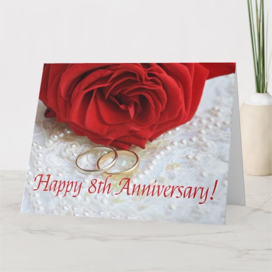 Happy 8th Jubileum rozen Kaart (Voorkant)