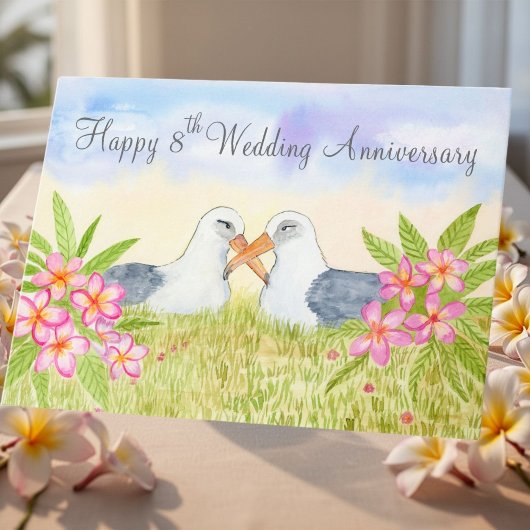 Happy 8th Wedding Anniversary Laysan Albatross Kaart