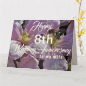 Happy 8th Wedding Jubileum Wife Greeting Kaart (Gele Bloem)