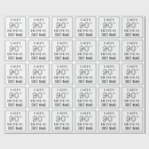 HAPPY 90TH BIRTHDAY; Art Deco Style; aangepaste na Cadeaupapier