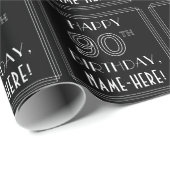 HAPPY 90TH BIRTHDAY; Art Deco Style met aangepaste Cadeaupapier (Rol Hoek)