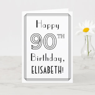 Happy 90th Birthday, Art Deco Style met aangepaste Kaart