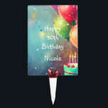 Happy 90th Birthday Balloons Fun Custom Name Cake Topper<br><div class="desc">Happy Custom Age 90ste verjaardag ballonnen Fun Custom Name</div>