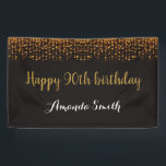 Happy 90th Birthday Banner. Black and Gold Glitter Spandoek<br><div class="desc">Happy 90th Birthday Banner for women or man. Black and Gold Glitter Birthday Party Banner. Gold Glitter Confetti. Black and White Stripes. Printable Digital. For further customization,  please click the "Customize it" button and use for design tool to modify this template.</div>