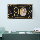 Happy 90th Birthday Banner Black en Gold Photo (Beurs)