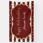 Happy 90th Birthday Banner Burgundy Gold Glitter (Verticaal)