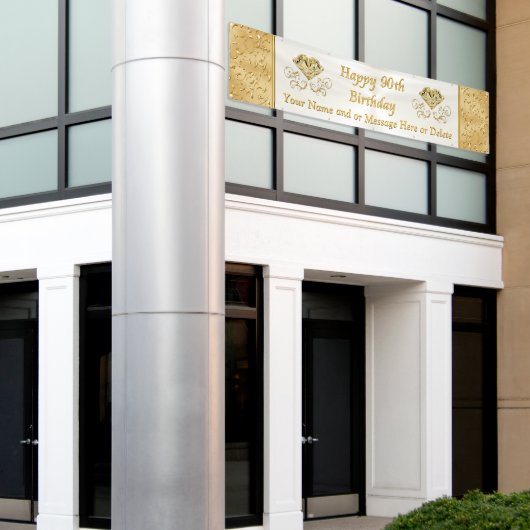 Happy 90th Birthday Banner met JOUW TEKST (Buitenkant Gebouw)