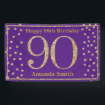 Happy 90th Birthday Banner Paarse en Gold Glitter<br><div class="desc">Fijne 90ste Birthday Banner Paars en Gold Glitter Confetti. Afdrukbaar digitaal. Klik voor verdere aanpassingen op de knop "Aanpassen" en gebruik onze ontwerptool om deze sjabloon te wijzigen.</div>