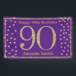 Happy 90th Birthday Banner Paarse en Gold Glitter<br><div class="desc">Fijne 90ste Birthday Banner Paars en Gold Glitter Confetti. Afdrukbaar digitaal. Klik voor verdere aanpassingen op de knop "Aanpassen" en gebruik onze ontwerptool om deze sjabloon te wijzigen.</div>