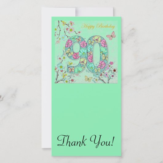 Happy 90th Birthday Bedankkaart (Voorkant)