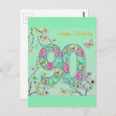 Happy 90th Birthday Briefkaart (Voorkant / Achterkant)