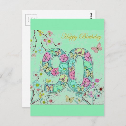 Happy 90th Birthday Briefkaart (Voorkant / Achterkant)