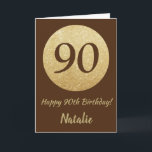 Happy 90th Birthday Brown and Gold Glitter Card Kaart<br><div class="desc">Fijne 90ste verjaardag,  bruin en gouden glitterkaart met persoonlijke naam. Voor verdere aanpassing,  te klikken gelieve de knoop "van de Aanpassing het"en ons ontwerphulpmiddel te gebruiken om deze sjabloon te wijzigen.</div>