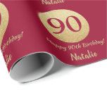 Happy 90th Birthday Burgundy Red en Gold Glitter Cadeaupapier<br><div class="desc">Fijne 90ste verjaardag Burgundy Red en Gold Glitter Wrapping Paper met persoonlijke naam. Voor verdere aanpassing,  te klikken gelieve de knoop "van de Aanpassing het"en ons ontwerphulpmiddel te gebruiken om deze sjabloon te wijzigen.</div>