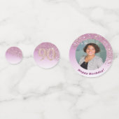 Happy 90th Birthday Chic Roos Gold Glitter Confetti (Voorkanten)