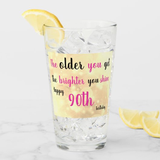 Happy 90th Birthday gepersonaliseerd voeg naam toe Glas (Voorkant ijs)