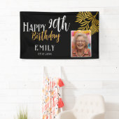 Happy 90th Birthday Gold Foliage Photo Backdrop Spandoek (Insitu)