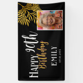 Happy 90th Birthday Gold Foliage Photo Backdrop Spandoek (Verticaal)