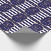 Happy 90th Birthday Gold Glitter en Navy Blue Cadeaupapier (Hoek)