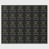 Happy 90th Birthday Gold Glitter Wrapping Paper Cadeaupapier (Vlak)