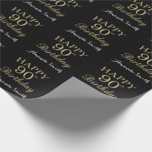 Happy 90th Birthday Gold Glitter Wrapping Paper Cadeaupapier