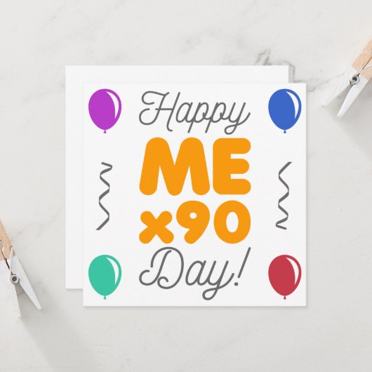 Happy 90th Birthday Kaart (Voorkant / Achterkant in situ)