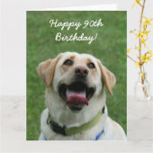Happy 90th Birthday Labrador Retriever grote kaart (Gele Bloem)