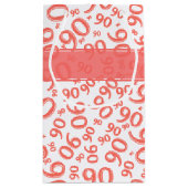 Happy 90th Birthday Number Pattern Coral/White Klein Cadeauzakje (Achterkant)