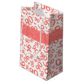 Happy 90th Birthday Number Pattern Coral/White Klein Cadeauzakje (Achterkant Gekanteld)