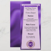 Happy 90th Birthday Paarse Glitter Folie Menu (Voorkant / Achterkant)