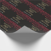 Happy 90th Birthday Red Black en Gold Glitter Cadeaupapier (Hoek)