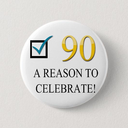 Happy 90th Birthday Ronde Button 5,7 Cm (Voorkant)