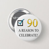 Happy 90th Birthday Ronde Button 5,7 Cm (Voorkant /achterkant)
