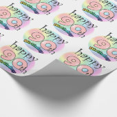 Happy 90th Birthday (roze) Cadeaupapier (Hoek)