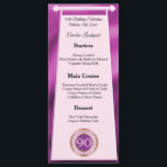 Happy 90th Birthday Roze Glitter Folie Menu<br><div class="desc">Een stijlvol menu met een roze en folie en een uniek verjaardagsnummer in glitter en gold.</div>