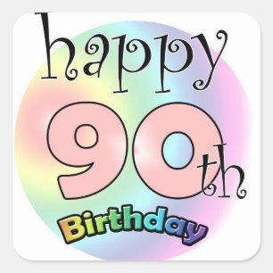 Happy 90th Birthday (roze) Vierkante Sticker
