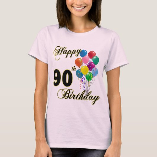 Happy 90th Birthday T-Shirt (Voorkant)