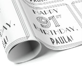 HAPPY 91ST BIRTHDAY; Art Deco Style; aangepaste na Cadeaupapier (Rol Hoek)